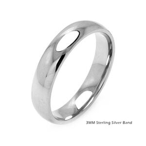 3mm Sterling Silver 925 Plain Wedding Band Round Ring